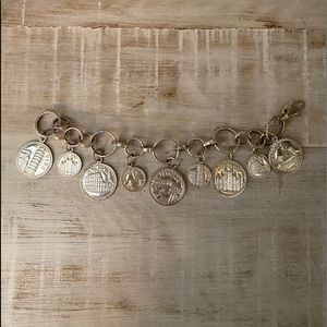STERLING SILVER 925 Coins Charm Bracelet
